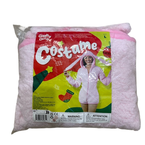 Costume Adult/Giggling Getup/Cozy Pink Bunny Costume Outfit/Sherpa Hooded/SIZE L - Picture 7 of 9